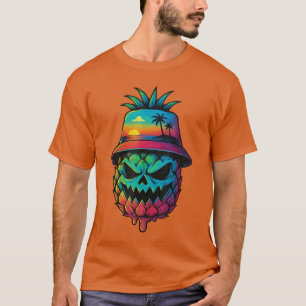Camiseta Abacaxi Assustador Fruta Tropical Verão Halloween