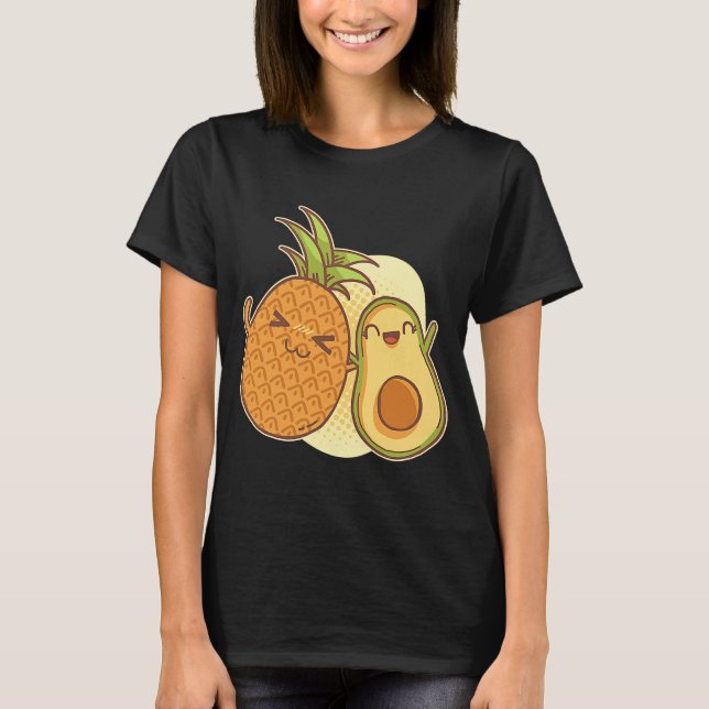 Camiseta Abacaxi Avocado Vegetais Frutas Vegan Tropical (Frente)