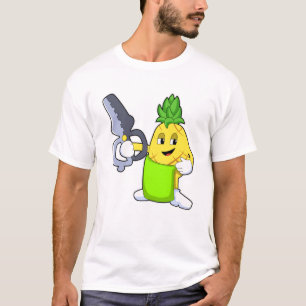 Camiseta Abacaxi como cabeleireiro com tesoura e Razor