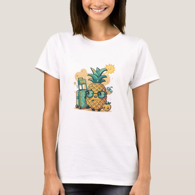 Camiseta Abacaxi de Vacinação - Camisa-T de Verão Viagem de (Frente)