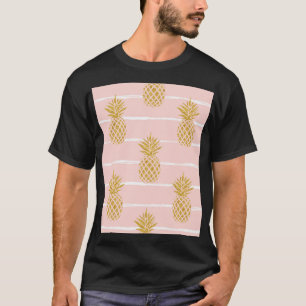 Camiseta Abacaxi Dourado, fundo de verão em Striped.