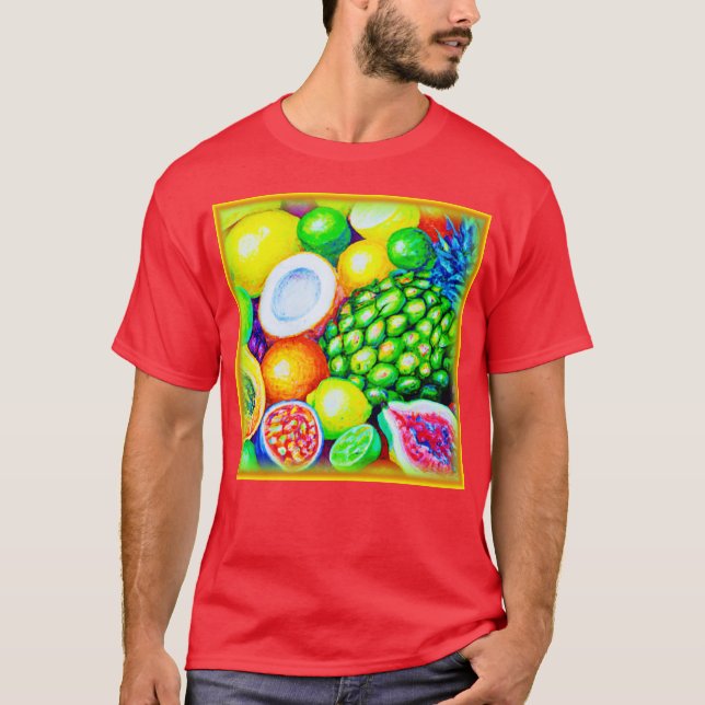 Camiseta Abacaxi e Frutas tropicais. Comprar Agora (Frente)