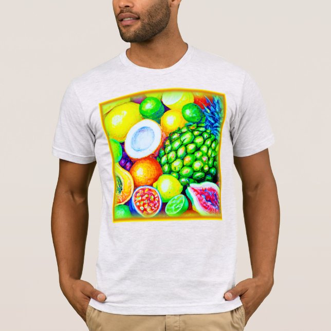 Camiseta Abacaxi e Frutas tropicais. Comprar Agora (Frente)