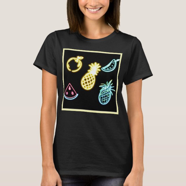 Camiseta Abacaxi e Neon Fruta Tropical (Frente)