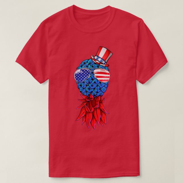 Camiseta Abacaxi em cima para baixo Bandeira Americana Ócul (Frente do Design)
