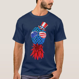 Camiseta Abacaxi em cima para baixo Bandeira Americana Ócul