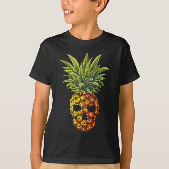 Camiseta Abacaxi Engraçado Crânio de Fruta (Frente)