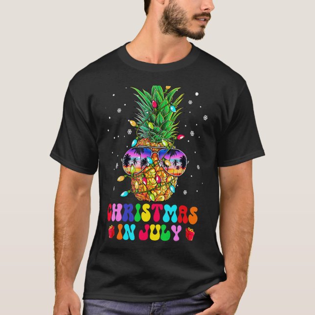 Camiseta Abacaxi Natal Em Julho Aloha Hawaii Beaches H (Frente)