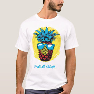 Camiseta Abacaxi no estilo pop, em óculos escuros azuis