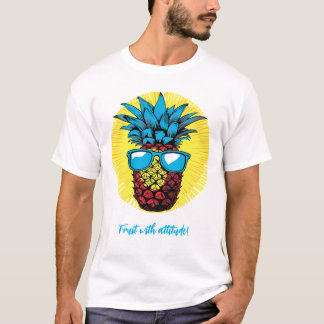 Camiseta Abacaxi no estilo pop, em óculos escuros azuis