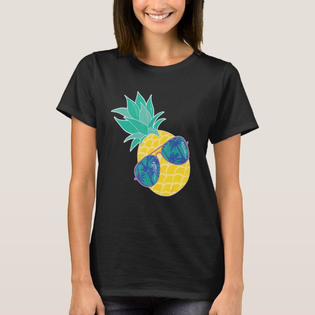 Camiseta Abacaxi Óculos de sol Aloha Beaches Hipster Havaí (Frente)