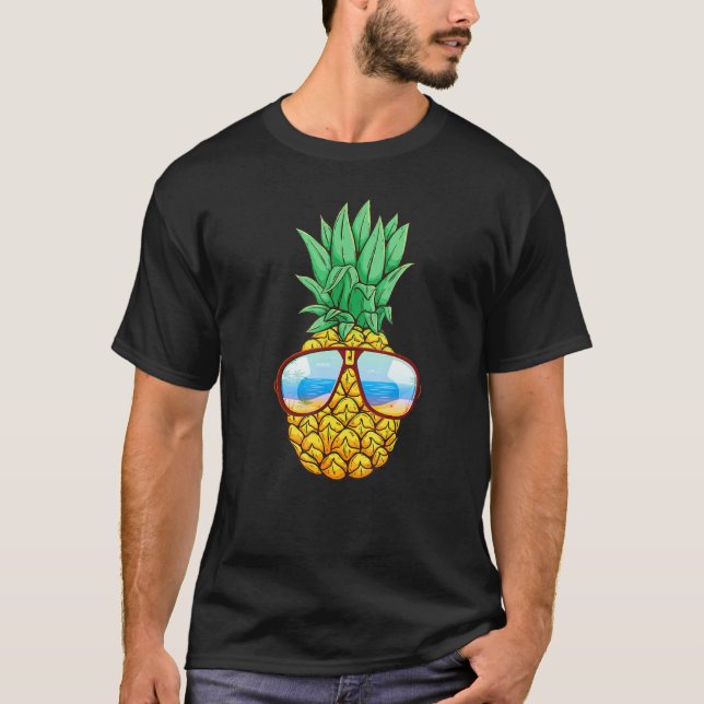 Camiseta Abacaxi Óculos-de-sol Aloha Hawaii Praias havaiana (Frente)
