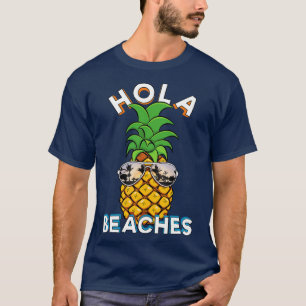 Camiseta Abacaxi Óculos escuros Hola praia engraçado Vaca