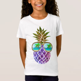 Camiseta Abacaxi rosa roxo tropical