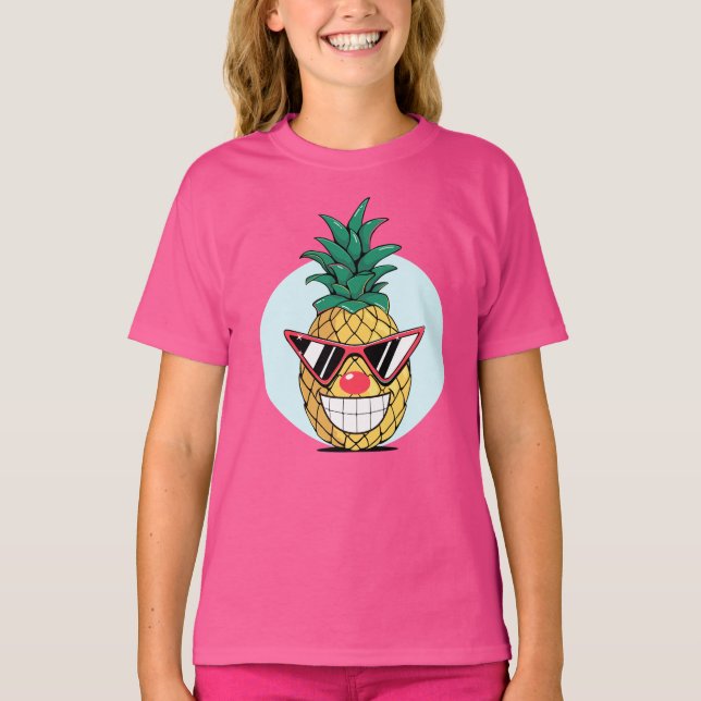 Camiseta Abacaxi sorridente vestindo óculos de sol e nariz  (Frente)