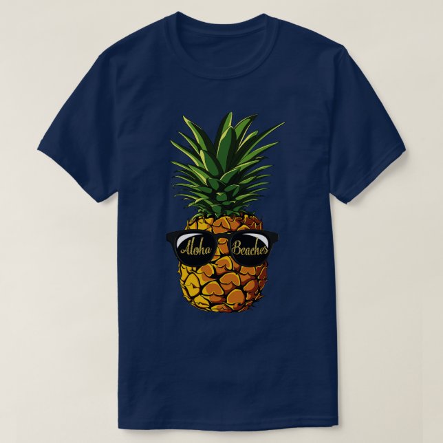 Camiseta Abacaxi Sunglass Aloha Beaches Havaí Havaí (Frente do Design)