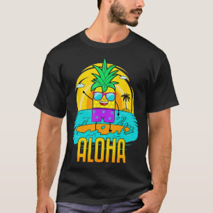Camiseta Abacaxi Surfing Aloha Beach Hawaiai Kids Engraçado