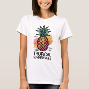 🍍 Camiseta Abacaxi Vibrações de Verão Camisa Tr