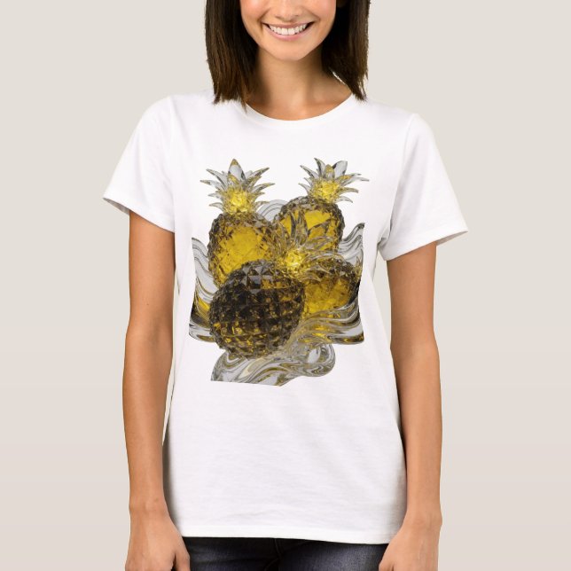 Camiseta Abacaxis de vidro prateado moderno Design de Citaç (Frente)