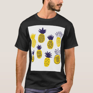 Camiseta Abacaxis minimalista, design abstrato colorido.