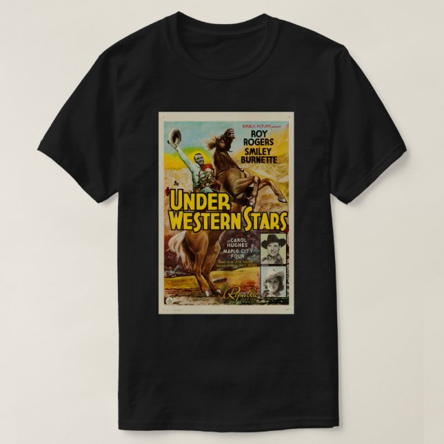 Camiseta Abaixo de Western Stars Cowboy Poster T-Shirt (Frente do Design)