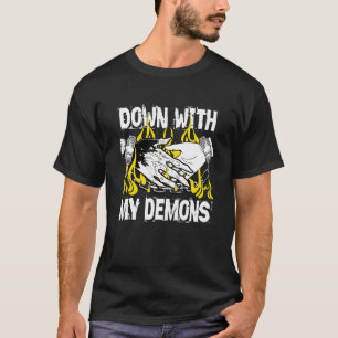Camiseta Abaixo Meu Demônios Deal Handshake Aestético Humou