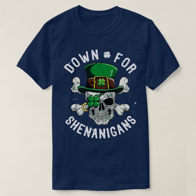 Camiseta Abaixo para Shenanigans Dia de São Patrício Engraç (Frente do Design)