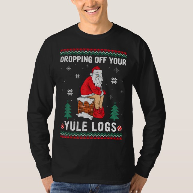 Camiseta Abandonando Seu Yule Logs Papais noeis Engraçados  (Frente)