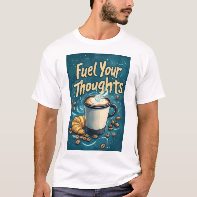 Camiseta Abasteça seus Pensamentos com Café e Criatividade (Frente)