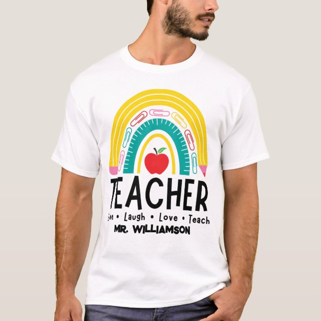 Camiseta Abastecimento escolar do professor Rainbow (Frente)