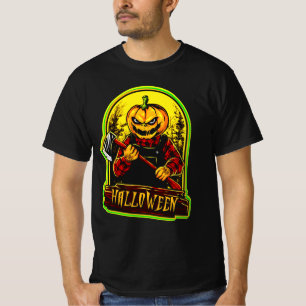 Camiseta Abate Monstro Zumbi Cabeça de Abóbora de Halloween