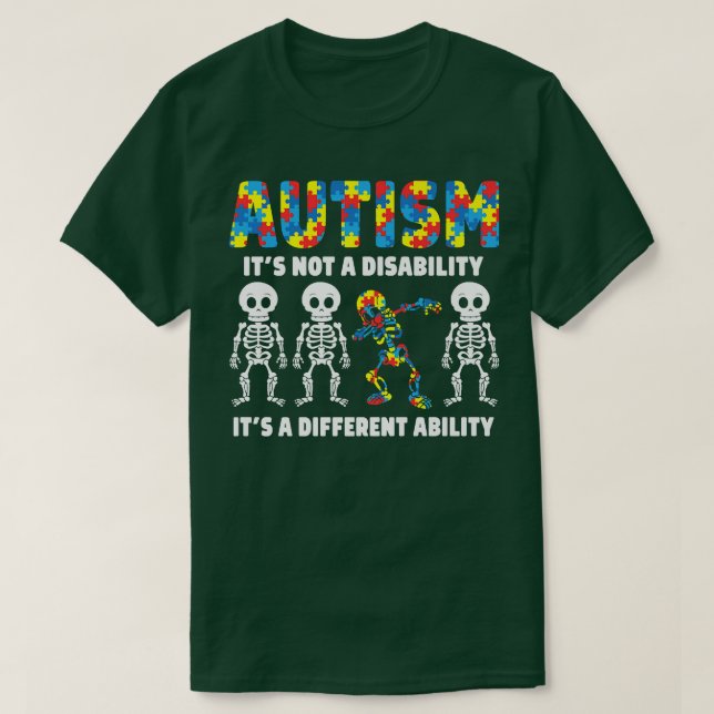 Camiseta Abbing Skeleton Autismo É uma habilidade diferente (Frente do Design)