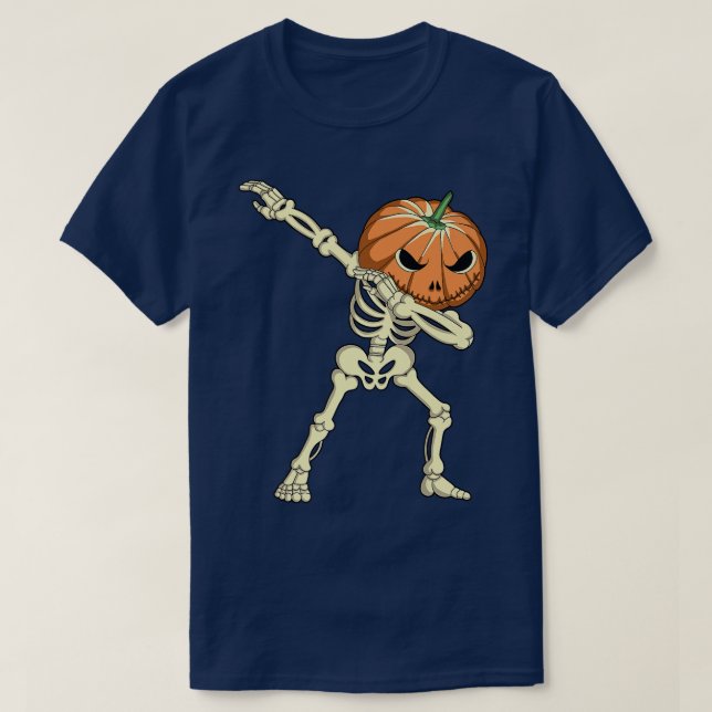 Camiseta Abbing Skeleton Pumpkin, Assustadora Pumpkin Figur (Frente do Design)