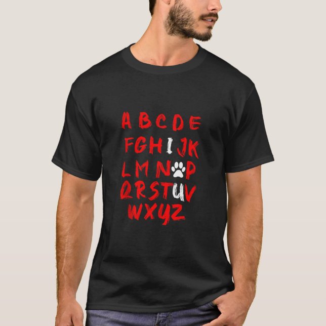 Camiseta ABC Alphabet I Love You For Dog Lovers on Valentin (Frente)