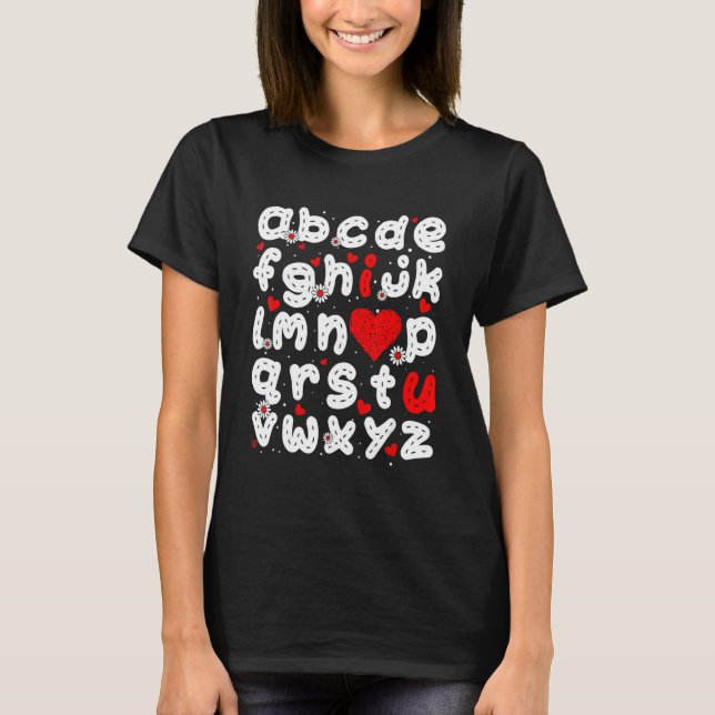 Camiseta ABC I Love You Alphabet Engraçado Dia de os namora (Frente)