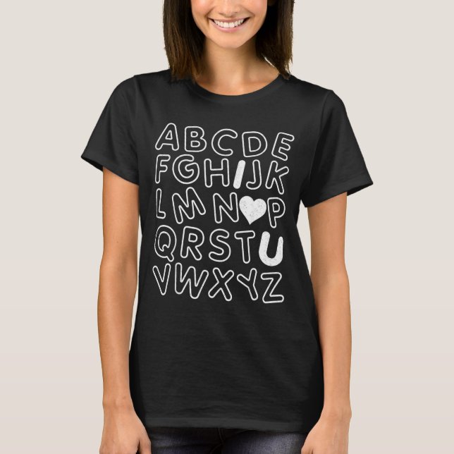 Camiseta Abc I Love You Alphabet Teachers Day Valentines Da (Frente)