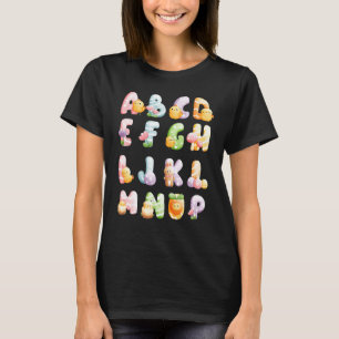 Camiseta Abc Páscoa Alphabet Animais Páscoas Crianças Chá E