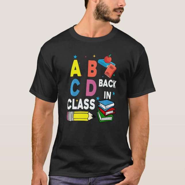 Camiseta Abcd Back In Class Cute Back To School Teacher Stu (Frente)