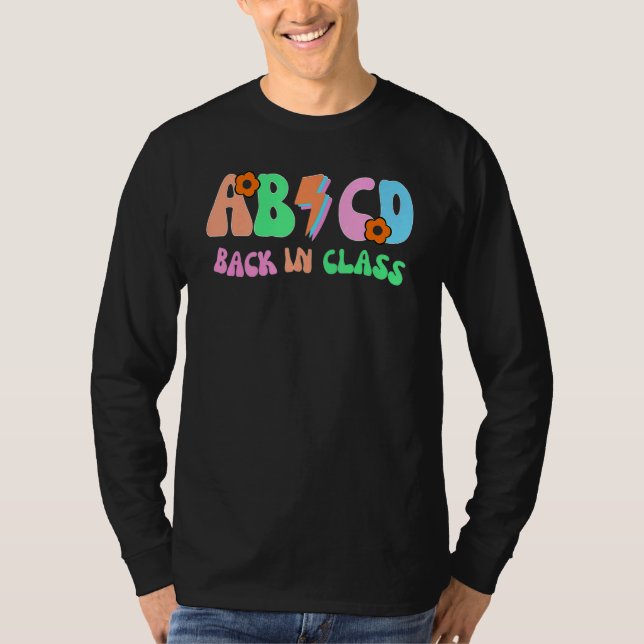 Camiseta Abcd De Volta à Classe Groovy Retro Volta às Aulas (Frente)