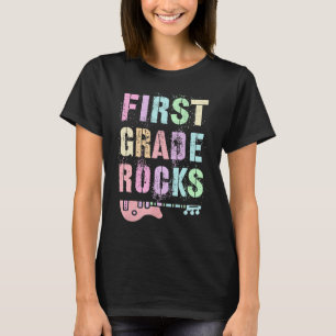 Camiseta ABCD do professor Rockstar 1rua do PRIMEIRO GRAU
