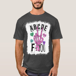 Camiseta ABCDE F Seu Skeleton Coração Mão Adorava Vale