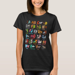 Camiseta ABCs Animais de Alfabeto Pré-K Professores Estudan