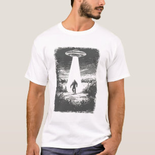 Camiseta Abdução Alienigena por Feixe de OVNI Silhueta Mist