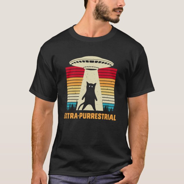 Camiseta Abdução de Alienígenas de OVNI Gato Eu Quero Acred (Frente)