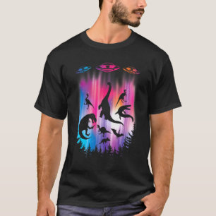 Camiseta Abdução de alienígenas Dinossauro Voando Saucer Uf