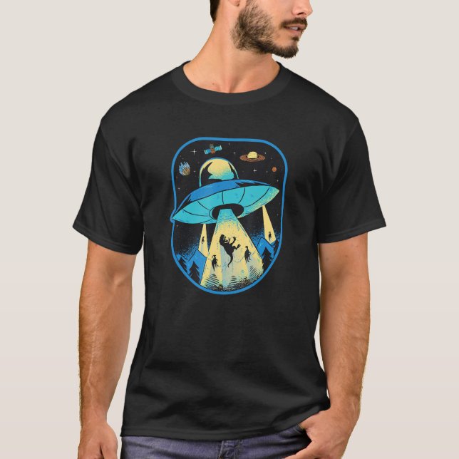 Camiseta Abdução de Alienígenas do Dinossauro Ufo 2 (Frente)