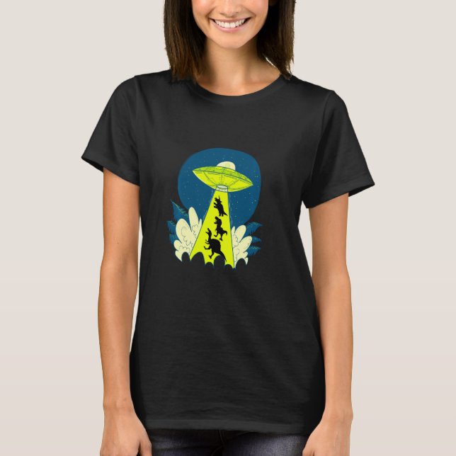 Camiseta Abdução De Espaços Do Planeta Dinossauro Ufo Alien (Frente)