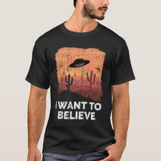 Camiseta Abdução de OVNI alienígena Eu Quero Acreditar em R