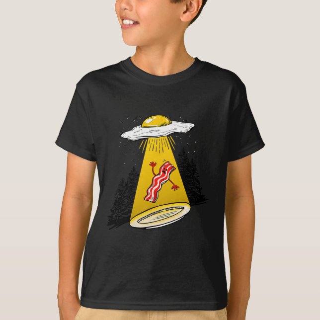 Camiseta Abdução De Ovos Bacon Alienígena Engraçada Ufo Caf (Frente)