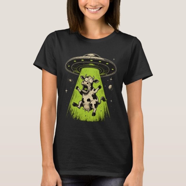 Camiseta Abdução de Vaca Alienígena Weirdcore Surreal (Frente)